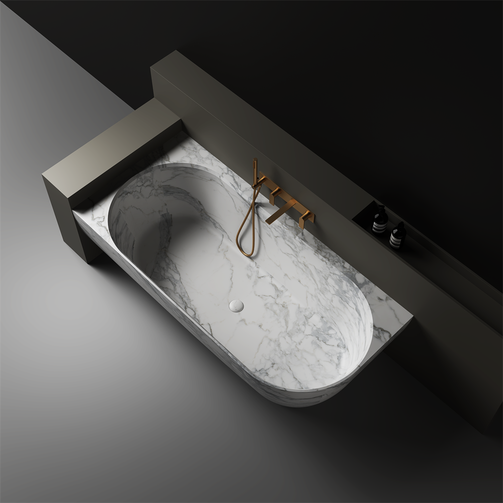 The Justina Left Back to Wall Bath by Stonebaths - The Justina Bath