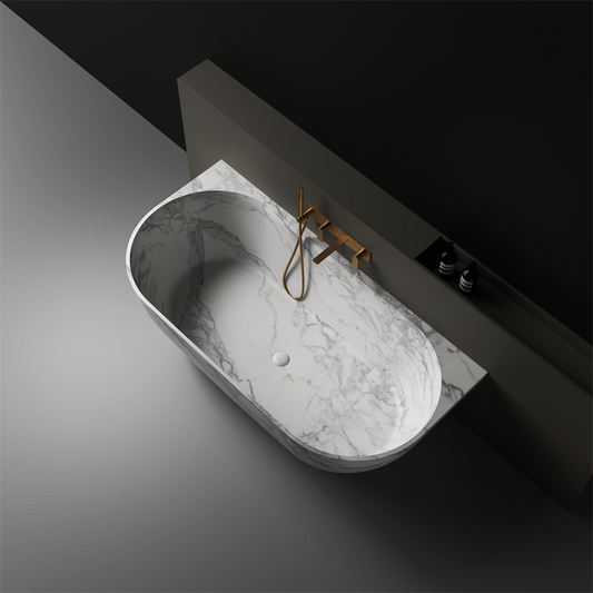 The Justina Back to Wall Bath by Stonebaths - The Justina Bath