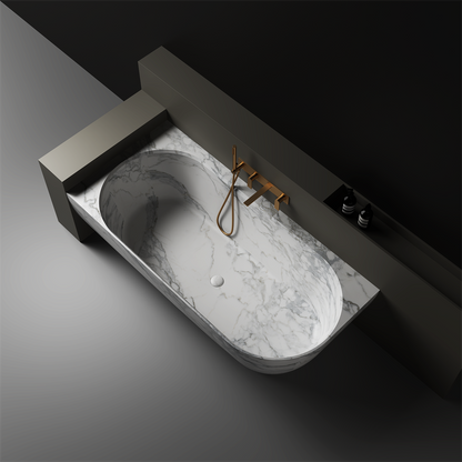 The Justina Left Back to Wall Bath by Stonebaths - The Justina Bath