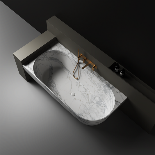 The Justina Left Back to Wall Bath by Stonebaths - The Justina Bath