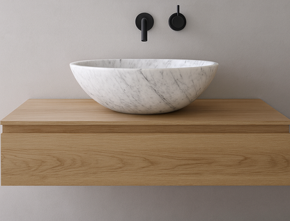 Round natural white marble basin 420mm - NSBA01