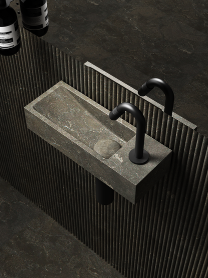Blue limestone small wall hung basin 380mm - NSBA02