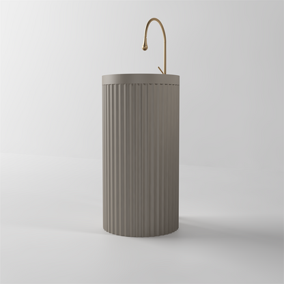 Toka Lite Venus Fluted Freestanding Matt White Stone Basin - 850mm - STP86