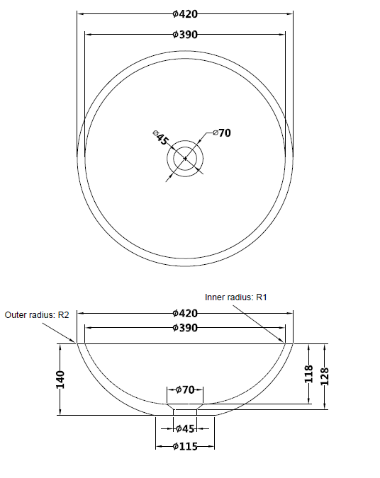 Round natural white marble basin 420mm - NSBA01