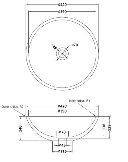 Round natural white marble basin 420mm - NSBA01