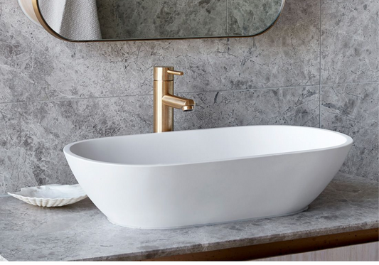 Toka Lite Justina Matte White Stone Basin - 600mm - STB12